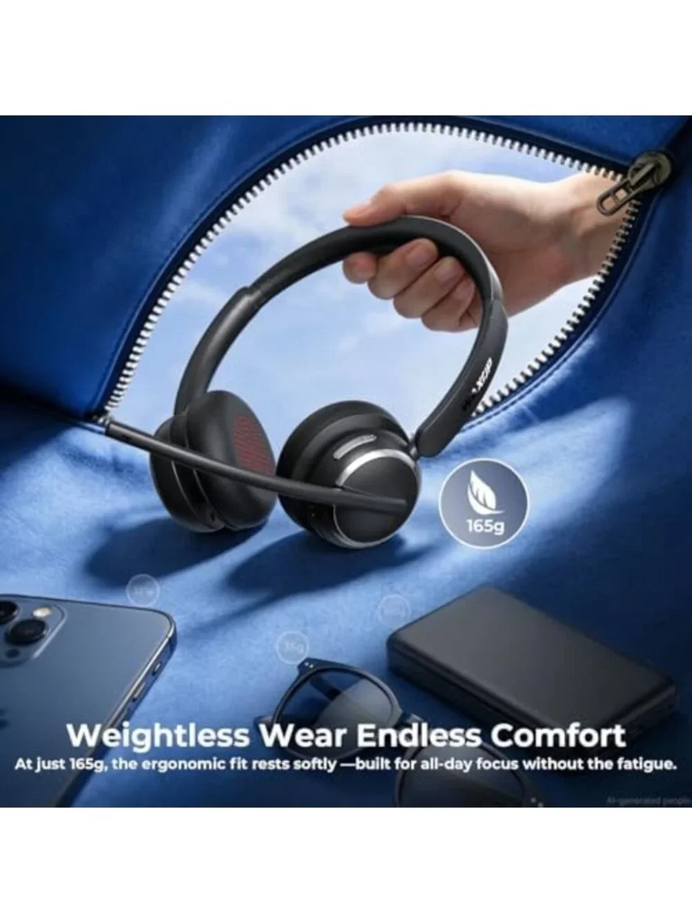 Bluetooth 6.0 Wireless Headset with AI Noise Cancelling Mic & 65H Battery Life